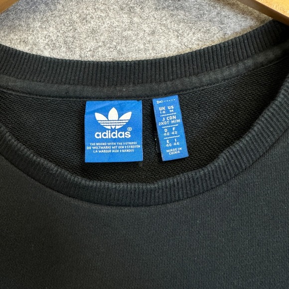 Adidas Originals Black Trefoil Sweatshirt Floral Logo Crewneck Men's M - Picture 3 of 16